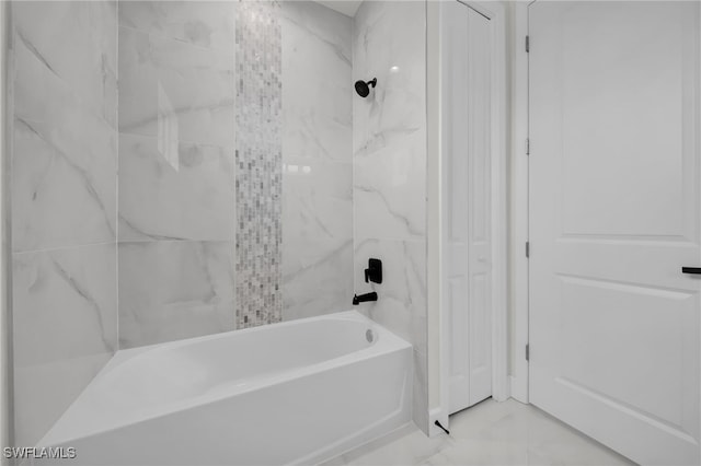 full bathroom featuring shower / washtub combination and marble finish floor