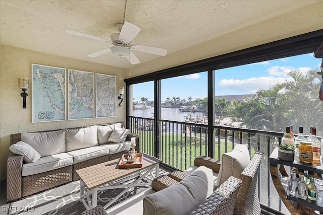 4719 SE 17th Pl Unit 208, Cape Coral, FL 33904 - sunroom featuring a water view