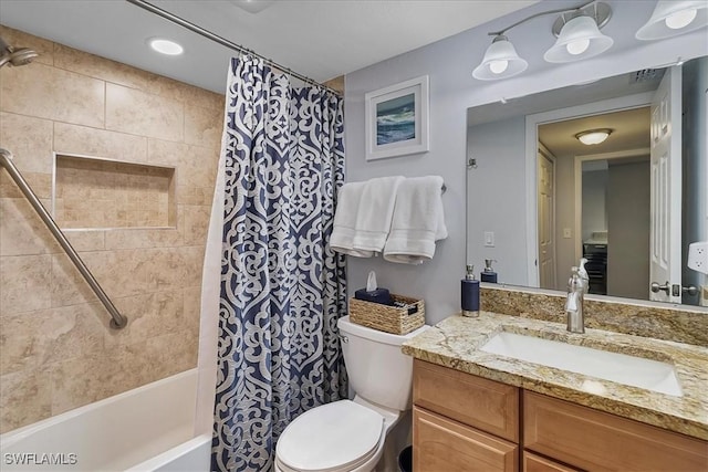 4719 SE 17th Pl Unit 208, Cape Coral, FL 33904 - full bathroom with vanity, toilet, and shower / tub combo with curtain