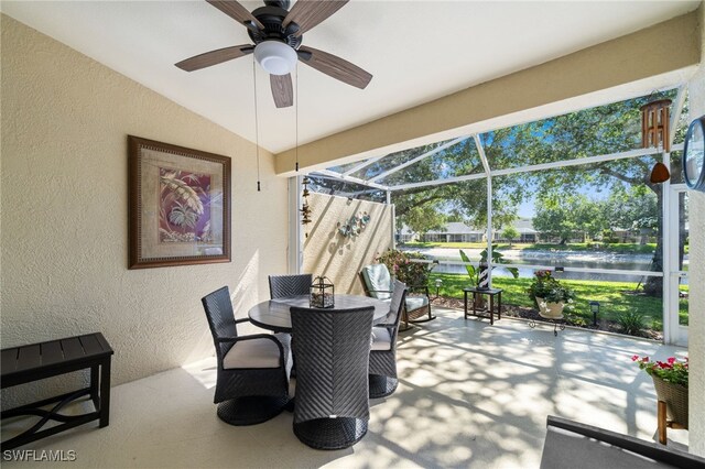 8188 Tauren Ct Unit N342, Naples, FL 34119 - sunroom with a water view and ceiling fan