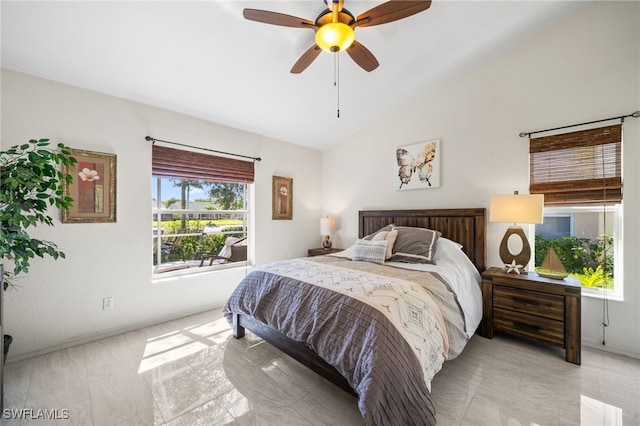 8188 Tauren Ct Unit N342, Naples, FL 34119 - bedroom featuring ceiling fan and vaulted ceiling