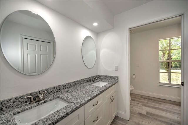 2381 Webster Rd, Alva, FL 33920 - bathroom featuring baseboards, wood finished floors, toilet, and a sink