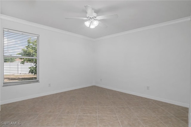 1227 Damen St E, Lehigh Acres, FL 33974 - empty room with ornamental molding, a ceiling fan, and baseboards