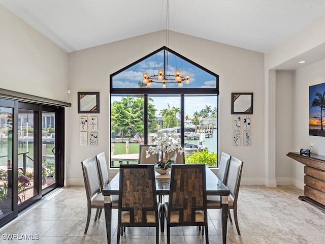 580 Goldcoast Ct, Marco Island, FL 34145 - dining room with baseboards and an inviting chandelier