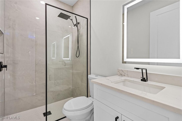 806 Santa Barbara Blvd, Cape Coral, FL 33991 - bathroom featuring toilet, a shower stall, and vanity
