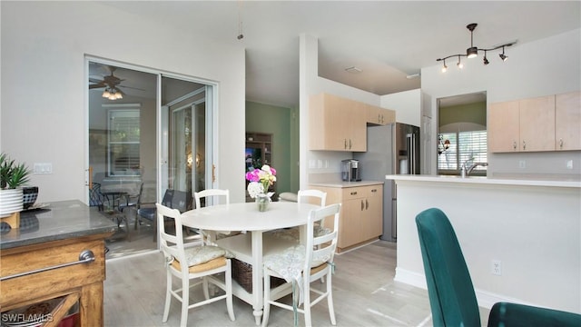 761 Grand Rapids Blvd, Naples, FL 34120 - dining space with light wood finished floors and ceiling fan
