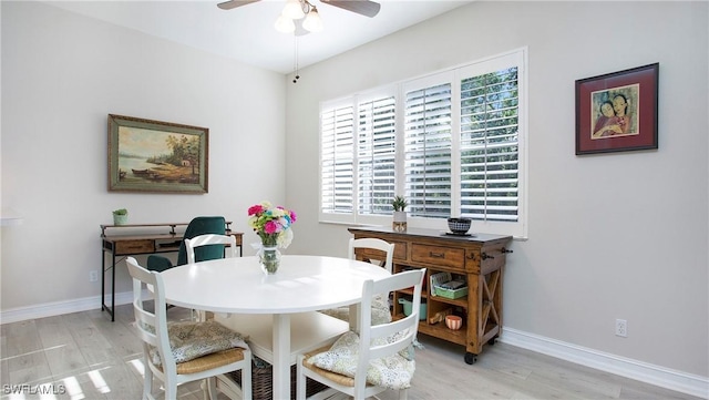 761 Grand Rapids Blvd, Naples, FL 34120 - dining room featuring light wood-style flooring, ceiling fan, and baseboards