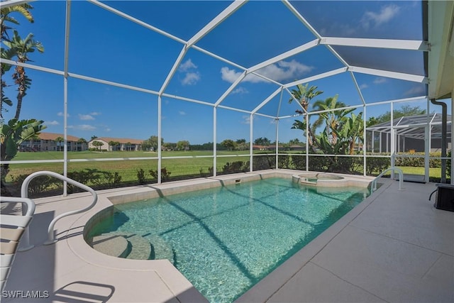 8789 Cedar Hammock Blvd Unit 61, Naples, FL 34112 - view of swimming pool with a patio area, a lanai, and a pool with connected hot tub