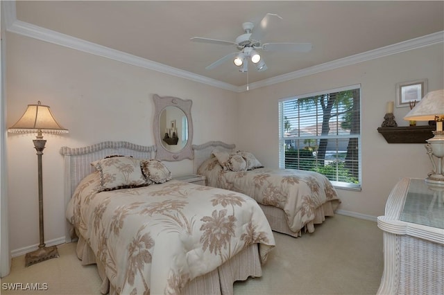 8789 Cedar Hammock Blvd Unit 61, Naples, FL 34112 - bedroom featuring carpet floors, crown molding, baseboards, and a ceiling fan