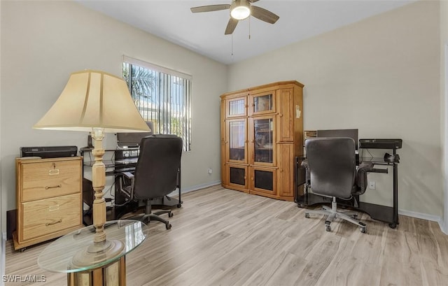 1103 SW 8th Ct, Cape Coral, FL 33991 - office space with ceiling fan, baseboards, and light wood-style floors
