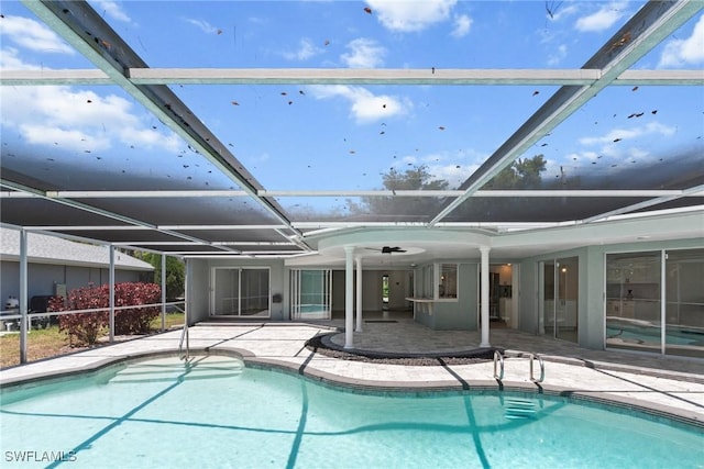 pool featuring a patio and a lanai