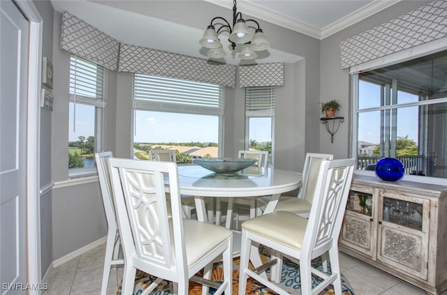 sunroom featuring a chandelier and a healthy amount of sunlight