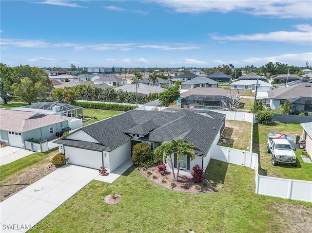 aerial view with a residential view