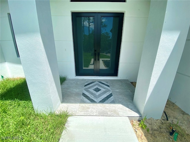 property entrance with french doors