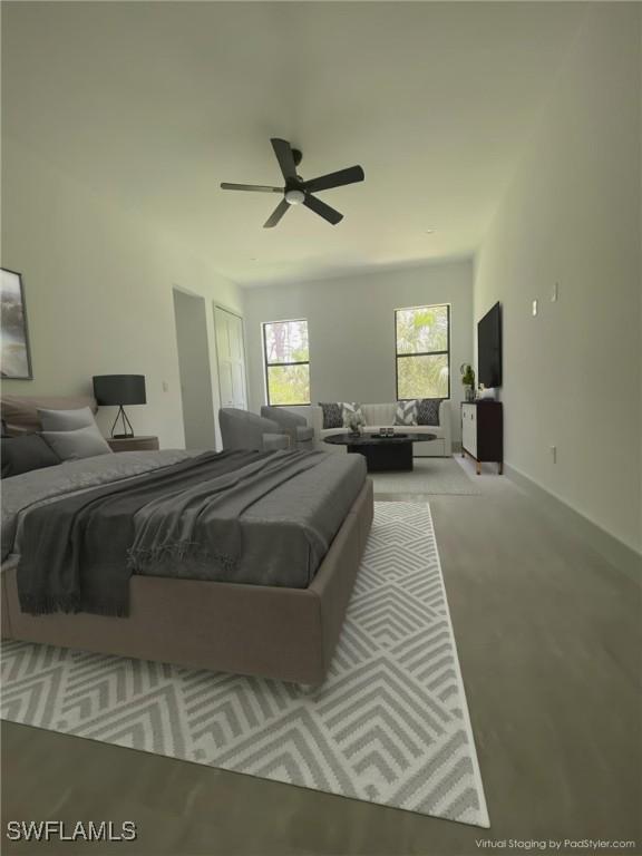 1918 Blue Sage Dr, Naples, FL 34117 - bedroom with carpet flooring and a ceiling fan