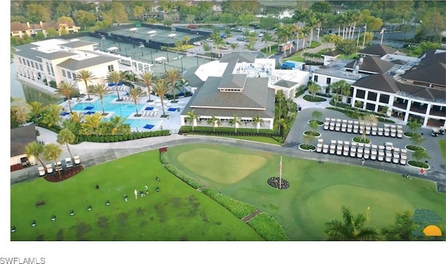 bird's eye view with golf course view