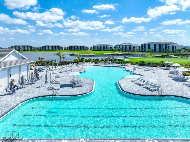 pool featuring a patio area