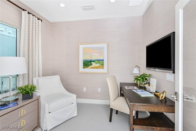 2949 Heritage Pines Dr, Fort Myers, FL 33905 - home office featuring carpet flooring, recessed lighting, and baseboards