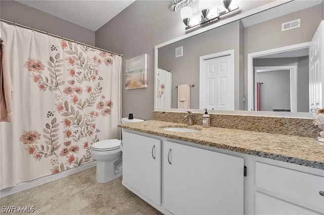 11541 Villa Grand Unit 817, Fort Myers, FL 33913 - bathroom with toilet, visible vents, curtained shower, and vanity