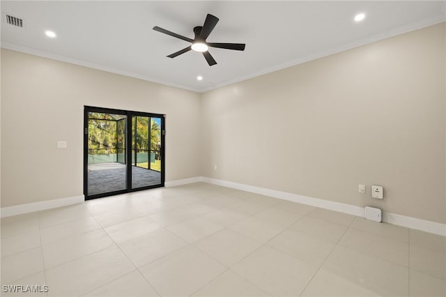 1008 NW 36th Pl, Cape Coral, FL 33993 - spare room featuring recessed lighting, baseboards, visible vents, and ornamental molding