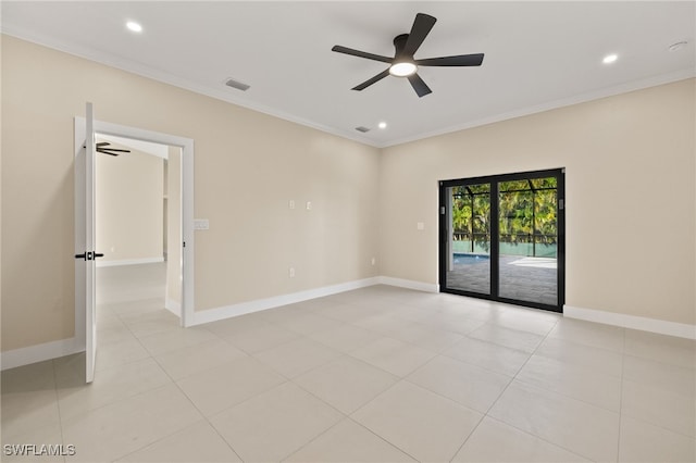 1008 NW 36th Pl, Cape Coral, FL 33993 - unfurnished room featuring ceiling fan, ornamental molding, and baseboards