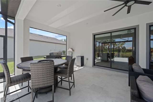 11498 Tiverton Trce, Fort Myers, FL 33913 - sunroom with a ceiling fan and outdoor dining space