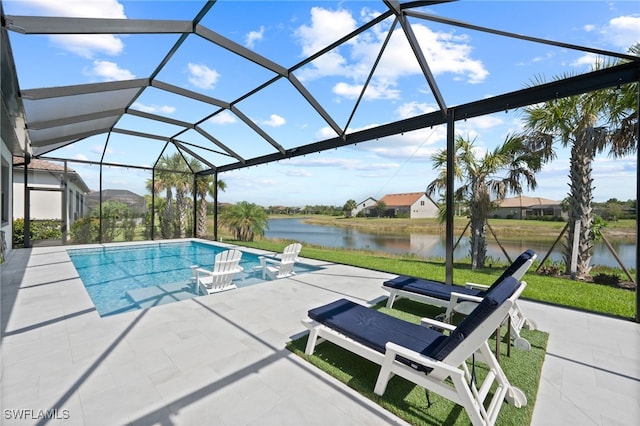11498 Tiverton Trce, Fort Myers, FL 33913 - swimming pool featuring a patio, a water view, and a lanai