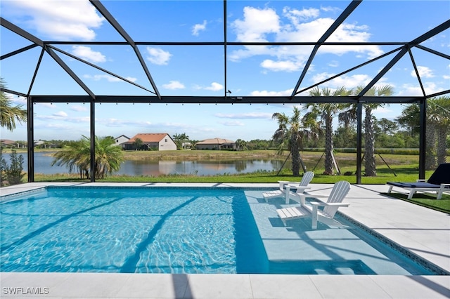 11498 Tiverton Trce, Fort Myers, FL 33913 - outdoor pool featuring a water view, a lanai, and a patio area