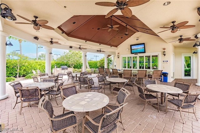 11498 Tiverton Trce, Fort Myers, FL 33913 - view of patio / terrace featuring outdoor dining area and ceiling fan