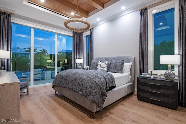 1380 Pelican Ave, Naples, FL 34102 - bedroom with light wood-type flooring, beam ceiling, and wood ceiling