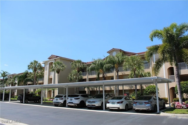 view of covered parking lot