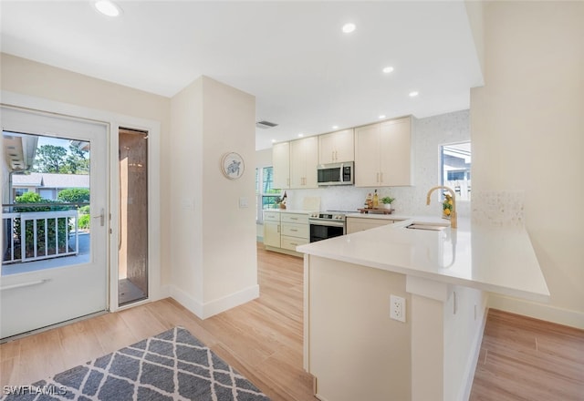 kitchen featuring a sink, stainless steel appliances, and a healthy amount of sunlight