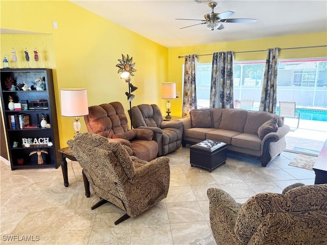 3007 NE 4th Ave, Cape Coral, FL 33909 - living room featuring ceiling fan