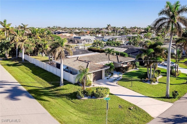 bird's eye view with a residential view