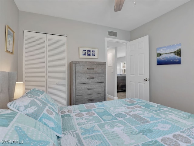 6893 Estero Blvd Unit 416, Fort Myers Beach, FL 33931 - bedroom with a closet and ceiling fan