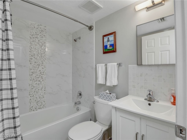 6893 Estero Blvd Unit 416, Fort Myers Beach, FL 33931 - full bathroom with shower / bath combo with shower curtain, decorative backsplash, and vanity