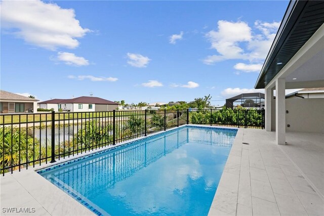 view of pool with fence and a fenced in pool