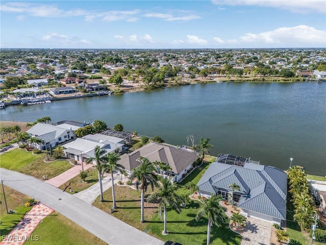 213 SE 6th St, Cape Coral, FL 33990 - birds eye view of property featuring a water view and a residential view
