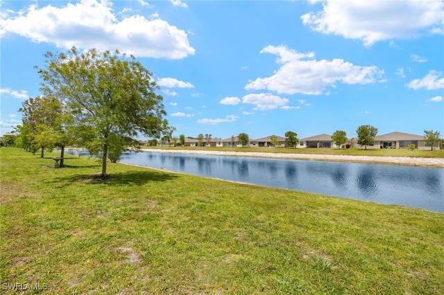 view of water feature with a residential view