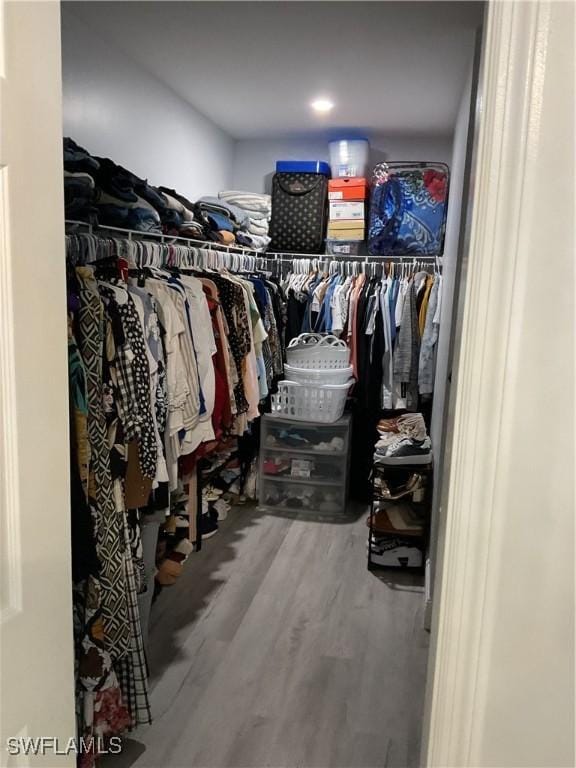 spacious closet with wood finished floors