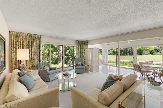 105 Wilderness Dr Unit B105, Naples, FL 34105 - living area featuring a textured ceiling and carpet floors