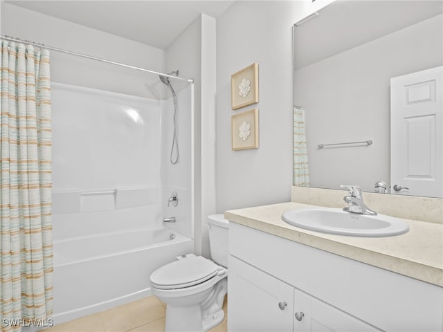 26480 Chaparel Dr, Bonita Springs, FL 34135 - bathroom featuring tile patterned flooring, toilet, shower / tub combo, and vanity