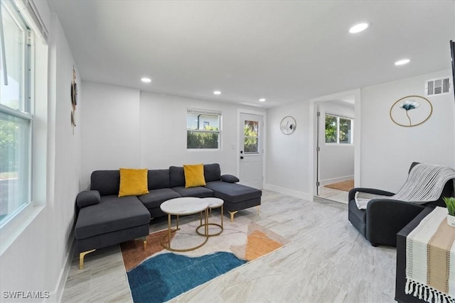 1115 Central Dr, Naples, FL 34104 - living room with baseboards, recessed lighting, and visible vents