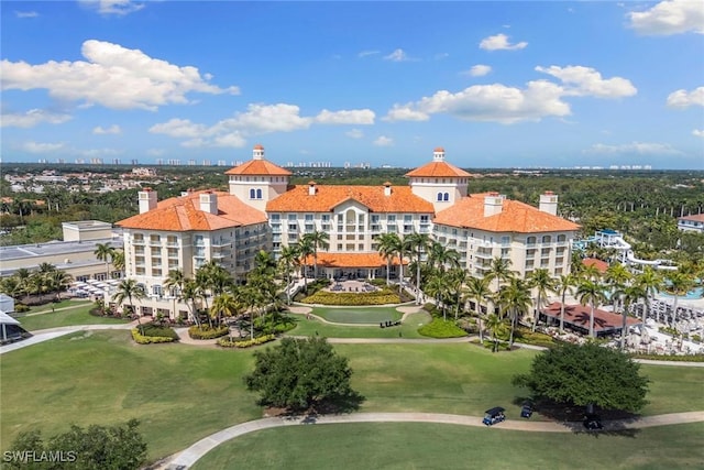 aerial view with view of golf course