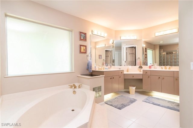 9895 El Greco Cir, Bonita Springs, FL 34135 - full bath featuring a bath, vanity, and tile patterned floors