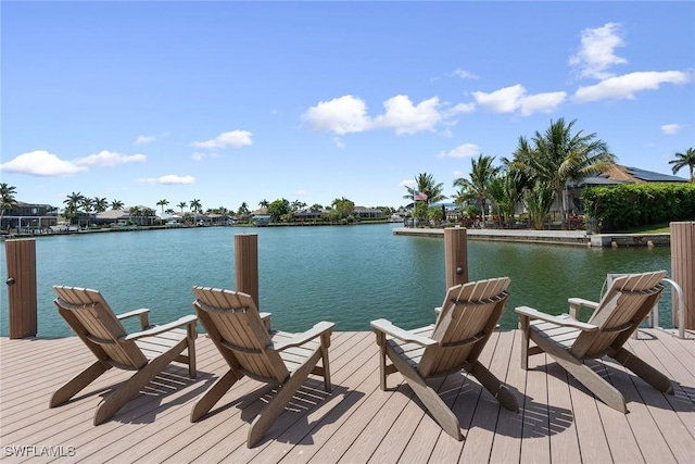 dock area featuring a water view