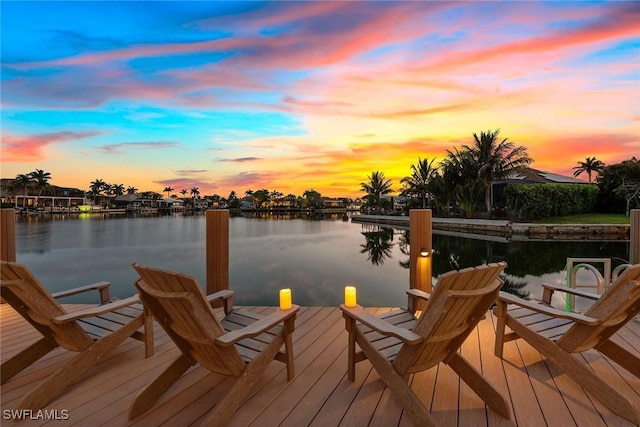 view of dock featuring a water view