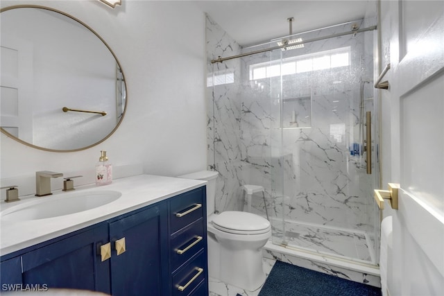 9680 Pineapple Preserve Ct, Fort Myers, FL 33908 - full bathroom featuring toilet, a marble finish shower, marble finish floor, and vanity
