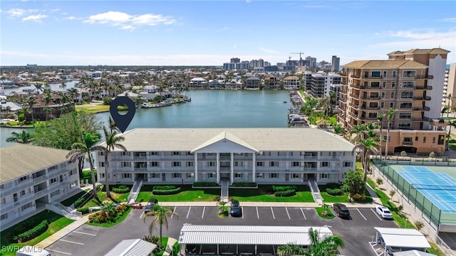 aerial view of a nearby body of water
