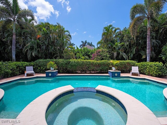 650 Bow Line Dr, Naples, FL 34103 - view of pool with a pool with connected hot tub